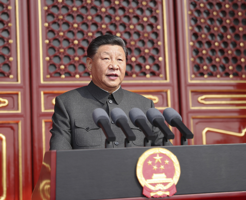 10月1日上午，慶祝中華人民共和國成立70周年大會在北京天安門廣場隆重舉行。中共中央總書記、國家主席、中央軍委主席習(xí)近平發(fā)表重要講話。